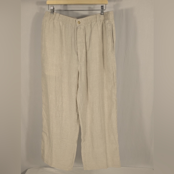 Men's Caribbean Beige 100% Linen Beige Pants Size 38x30 - Picture 1 of 7
